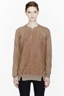 Stella McCartney Beige Paneled Crew Neck Sweater