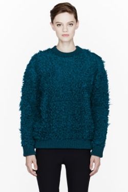 Stella McCartney Teal Fisherman’s Teddy Crew Neck Sweater