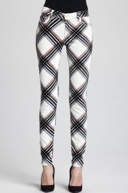 7 For All Mankind The Skinny Velvet Plaid Pants