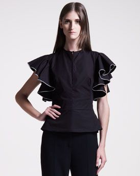 Alexander McQueen Ruffle-Sleeve Blouse