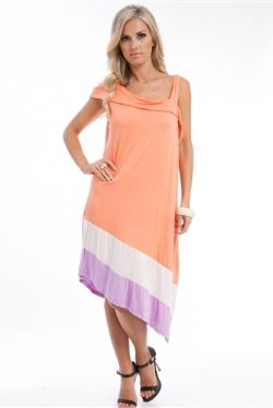 Apparel Showroom Orange Contrast Hem Plus Size Dress