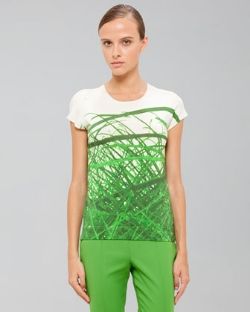 Akris Reed-Print Stretch Silk Knit Pullover