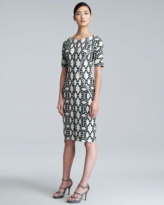 Lela Rose Dot-Print Contour Dress