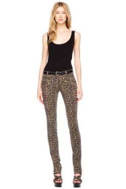 MICHAEL Michael Kors Leopard Print Zip Skinny Jeans