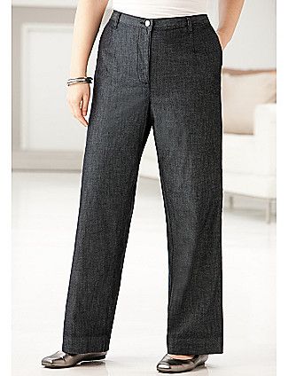Ulla Popken Wide Leg Denim Trousers