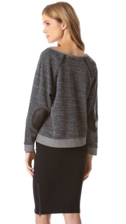 AIR by alice and olivia Leather Elbows Sweater