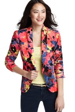 Spring Floral Fashion - Ann Taylor LOFT Floral Variety Drapey Crepe Blazer