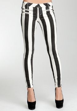 Bebe Stripes Multi Zip Skinny Jeans