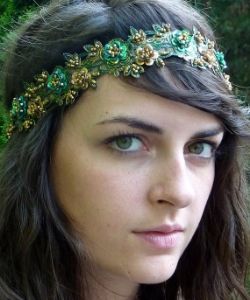 Emerald Green Satin Bohemian Headband