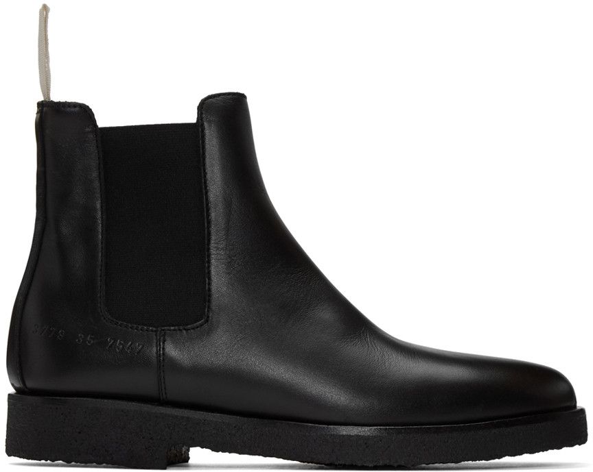 Woman by Common Projects Black Leather Chelsea Boots