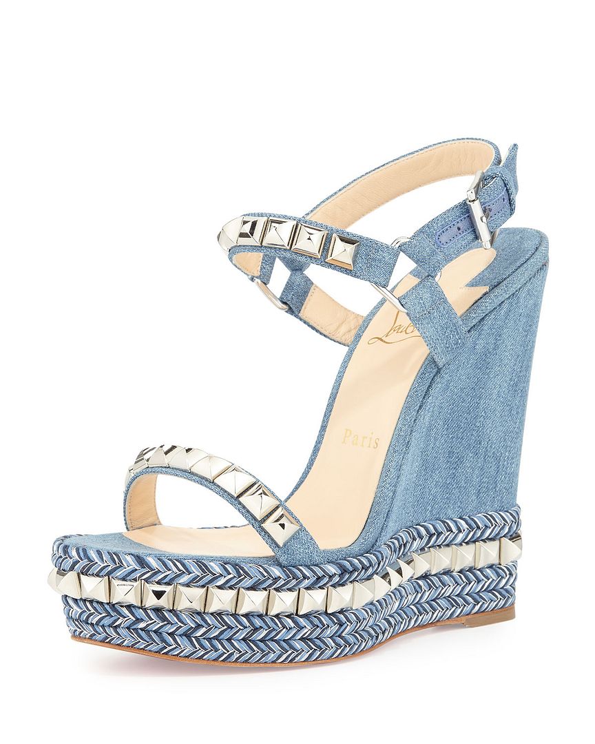 louboutin denim wedge