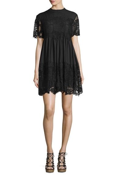 Kendall + Kylie Short Sleeve Lace Babydoll Dress