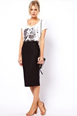 ASOS Linen Pencil Skirt with belt