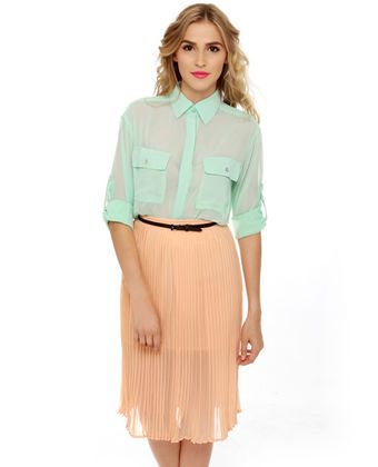 Obey Sunset Pleated Midi Skirt