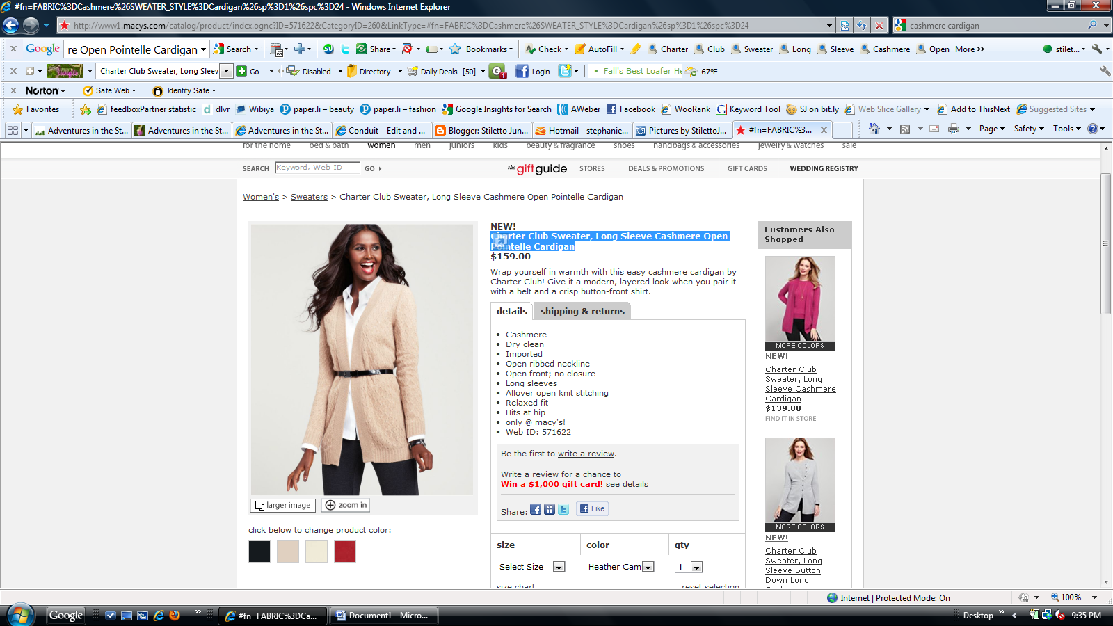 Charter Club Open Pointelle Cashmere Cardigan