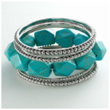 daisy fuentes Silver Tone Bead Bangle & Simulated Turquoise Stretch Bracelet Set