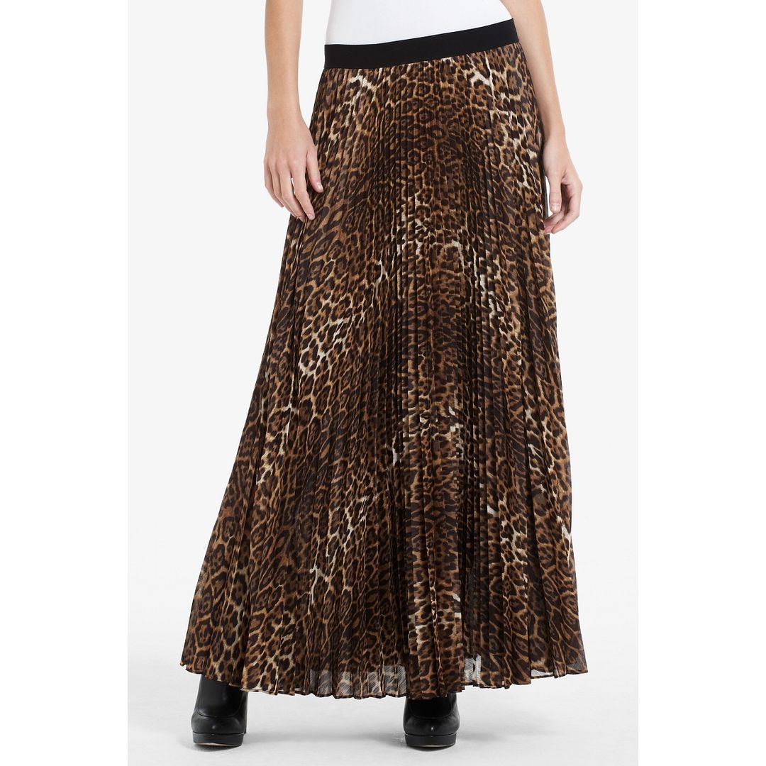 BCBGMAXAZRIA Estel Sunburst Pleated Leopard Skirt