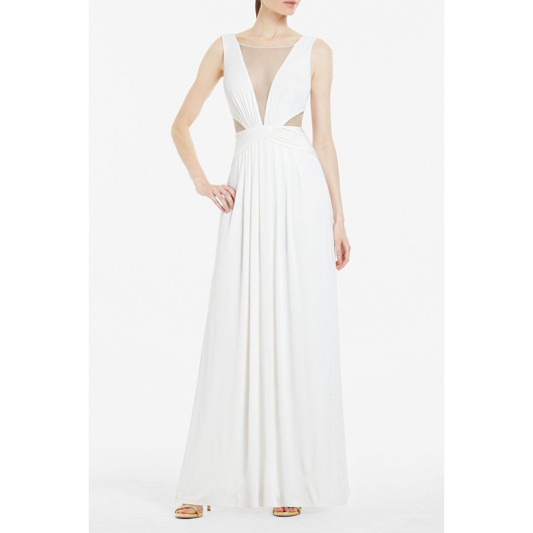 BCBGMAXAZRIA Magdalena Draped Jersey Evening Gown