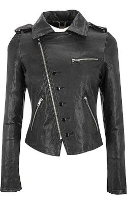 Black Rivet Vintage Lamb Cutaway Asymmetrical Jacket