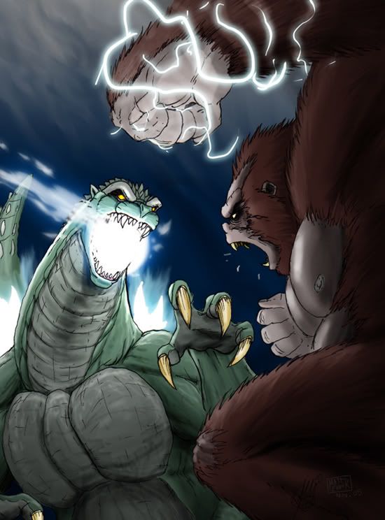 king kong vs. godzilla painting