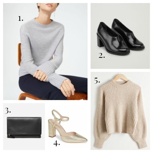 Club Monaco Sweater - COS Heels - Everlane Clutch - Loeffler Randall Pumps - And Other Stories Sweater