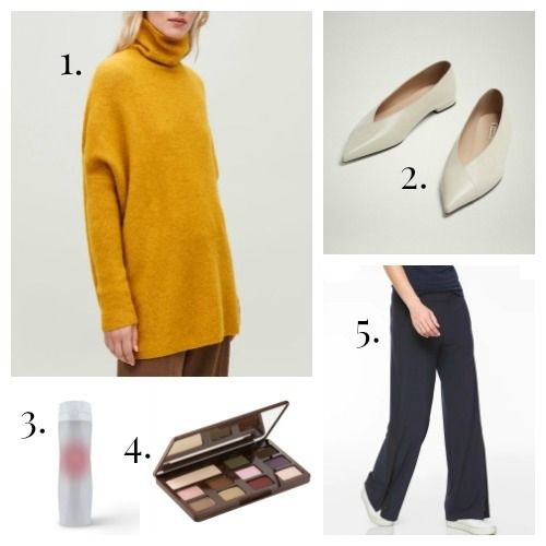 COS Sweater - Massimo Dutti Flats - Hidrate Spark Smart Water Bottle - Too Faced Eyeshadow Palette - Athleta Trousers