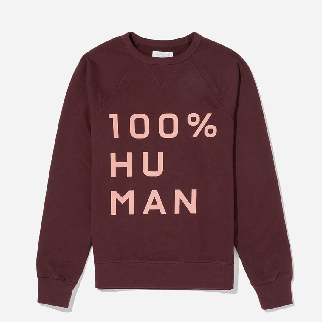 Everlane 100% Human French Terry Sweatshirt in Burgundy/ Pink