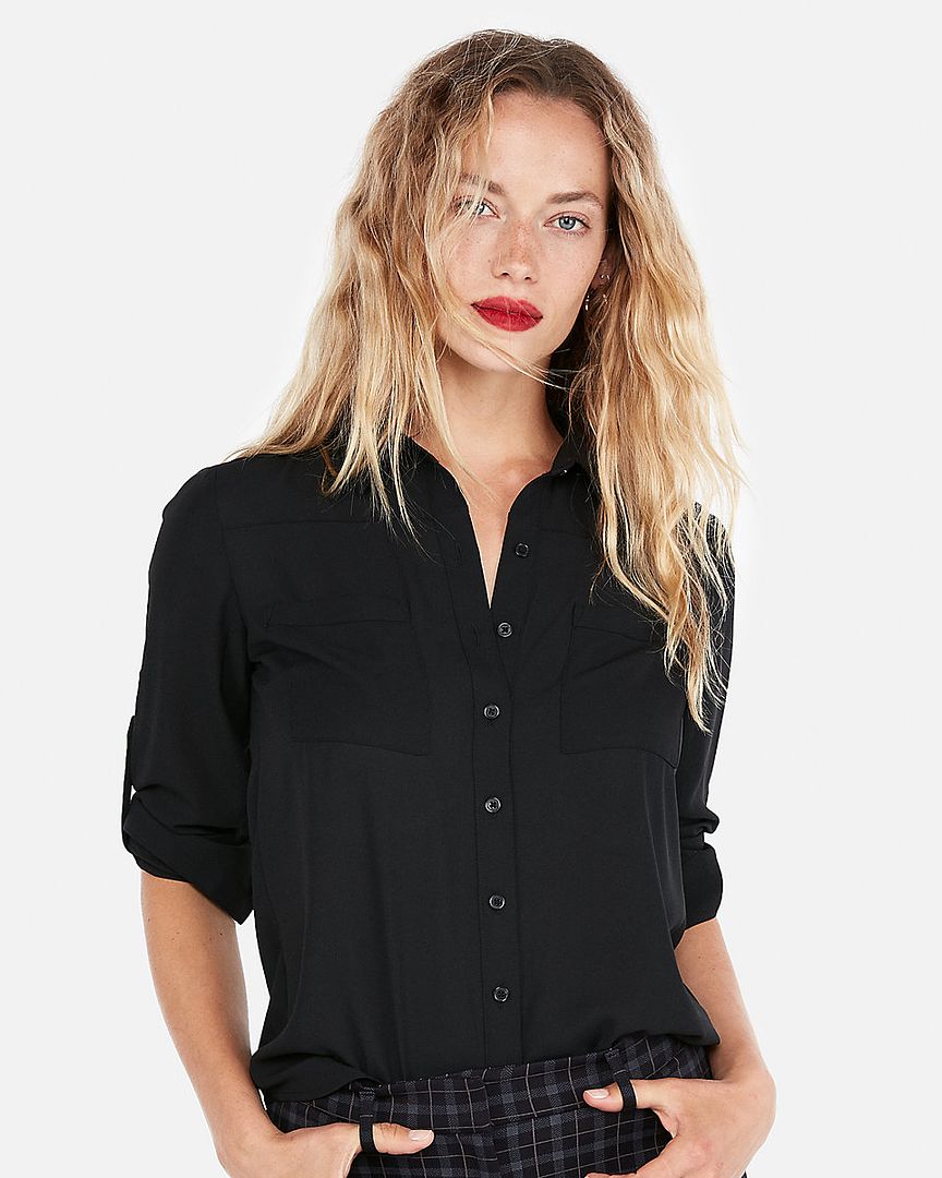 Express Original Fit Portofino Shirt in Black