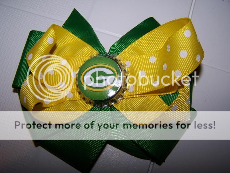   Boutique Hair Bow baby toddler green and yellow Green Bay Packers