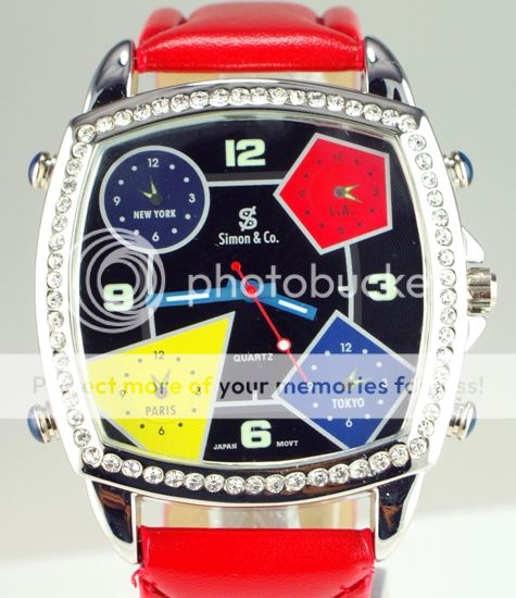   Crystals WATCH with SET of FIVE Interchangeable LEATHER BANDS  